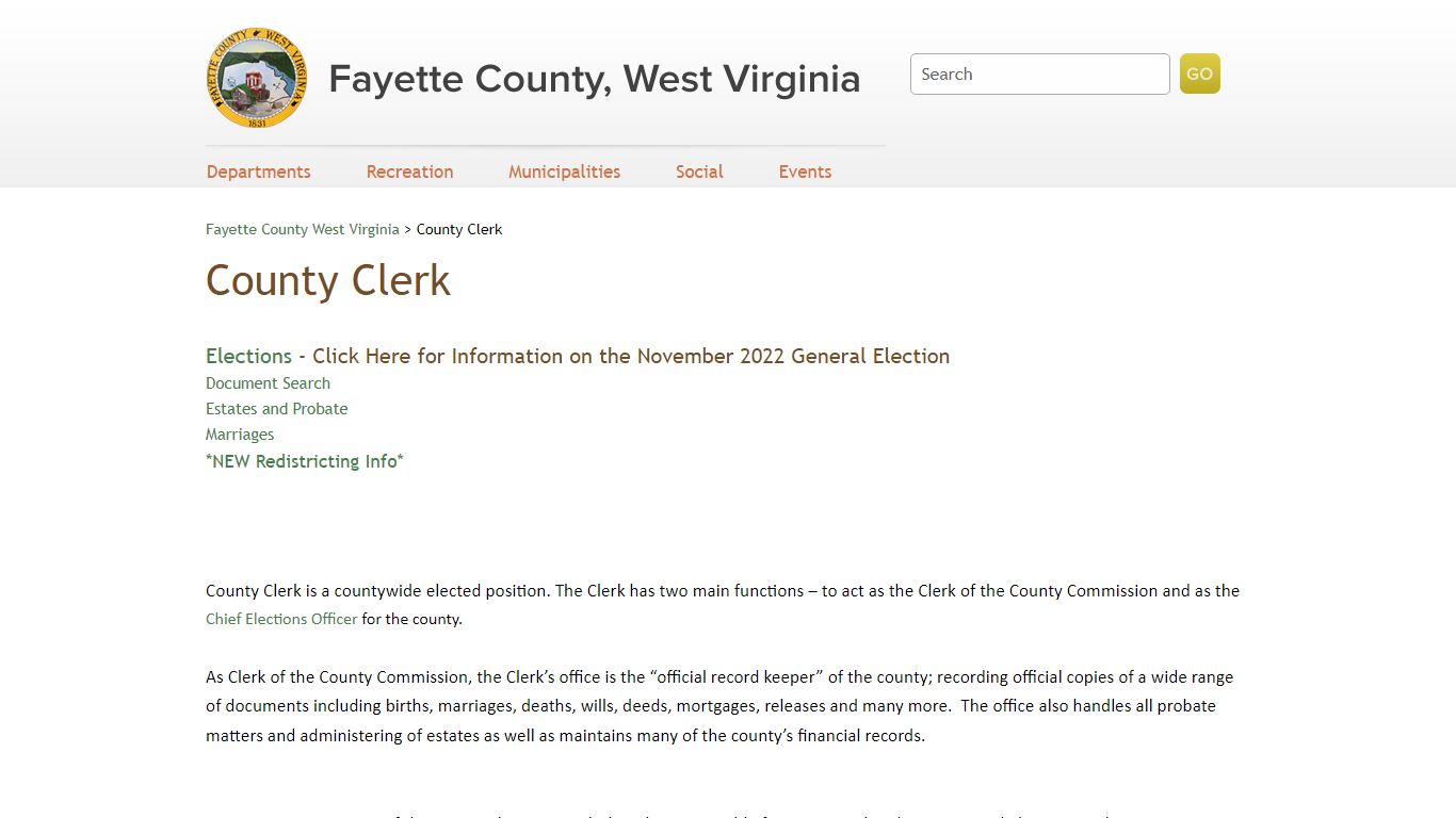 County Clerk - Fayette County, West Virginia